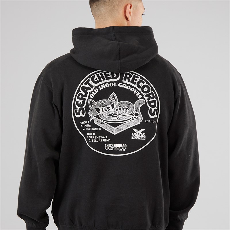 Vans Mens Scratched Records Graphic Back Hoodie Black