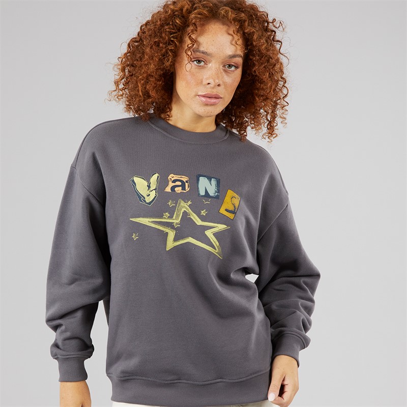Vans Womens Perforate Crew Sweatshirt Asphalt