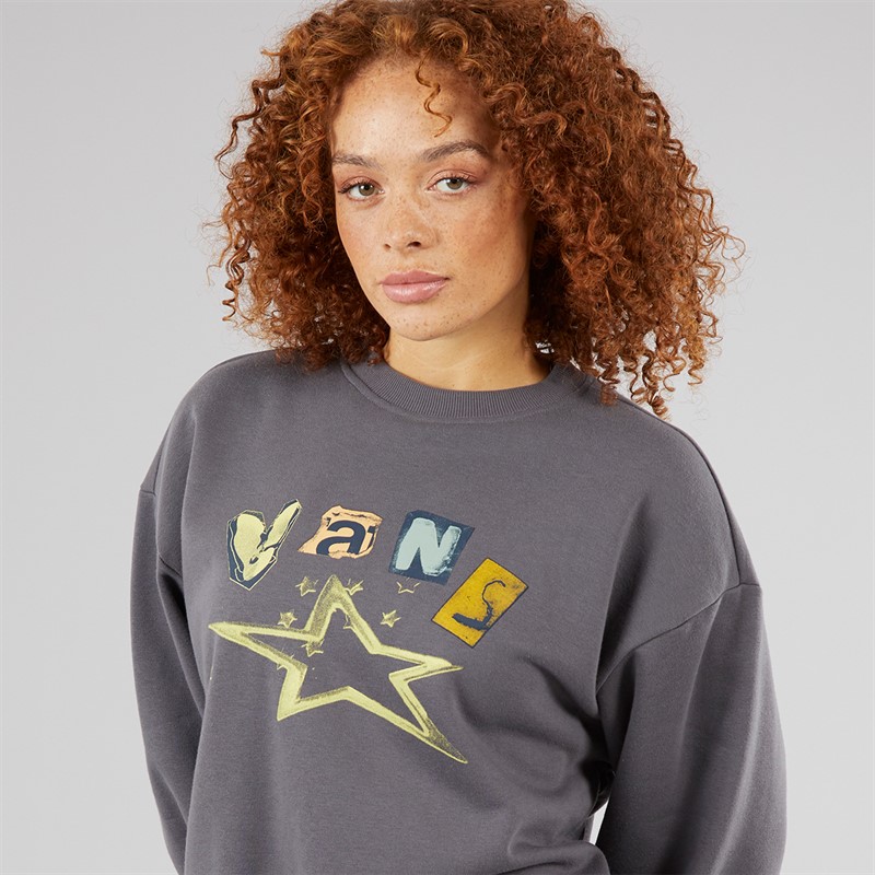 Vans Womens Perforate Crew Sweatshirt Asphalt