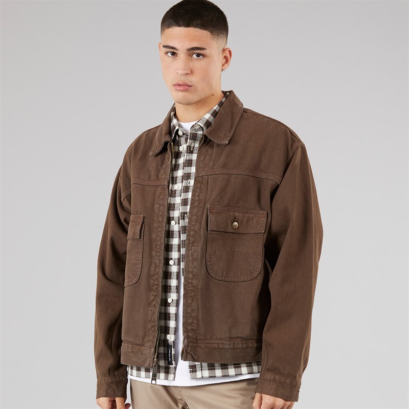 Vans Mens Skate Garage Denim Jacket Coal Brown