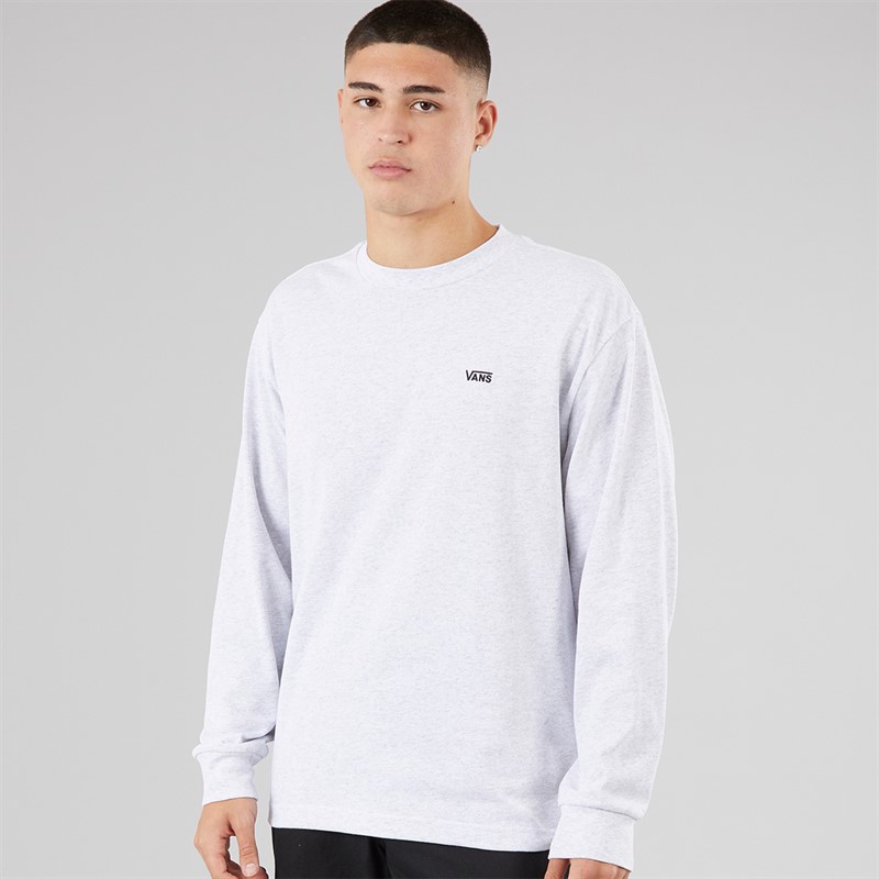 Vans Mens Left Chest Logo Loose Fit Long Sleeve T-Shirt Light Grey Heather