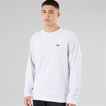 Vans Mens Left Chest Logo Loose Fit Long Sleeve T-Shirt Light Grey Heather