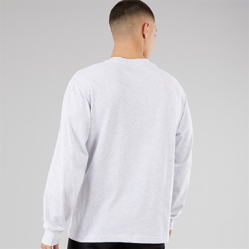 Vans Mens Left Chest Logo Loose Fit Long Sleeve T-Shirt Light Grey Heather