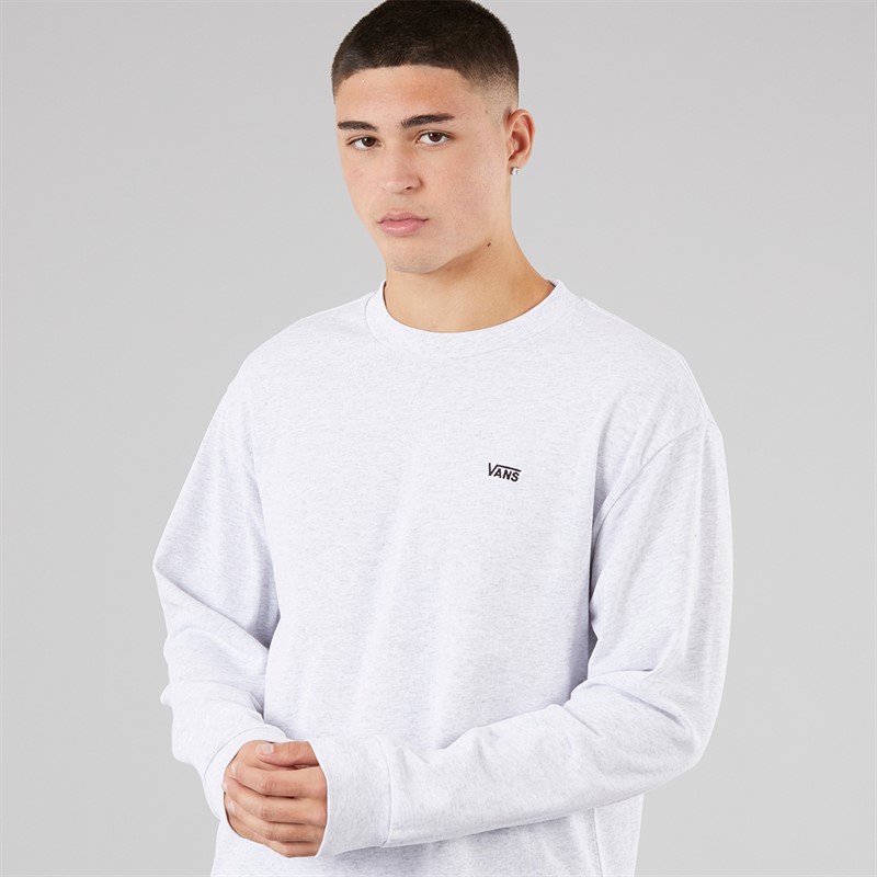Vans Mens Left Chest Logo Loose Fit Long Sleeve T-Shirt Light Grey Heather