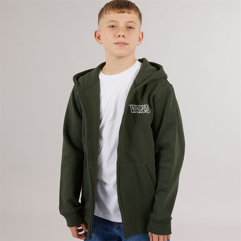 Vans Junior Boys Classified Graphic Back Full Zip Hoodie Dried Kelp