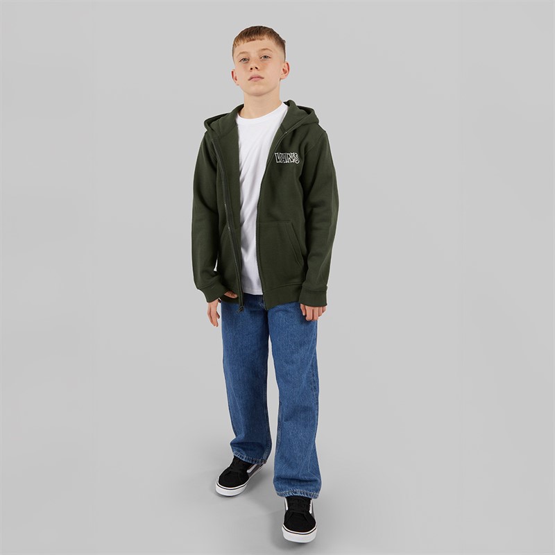 Vans Junior Boys Classified Graphic Back Full Zip Hoodie Dried Kelp