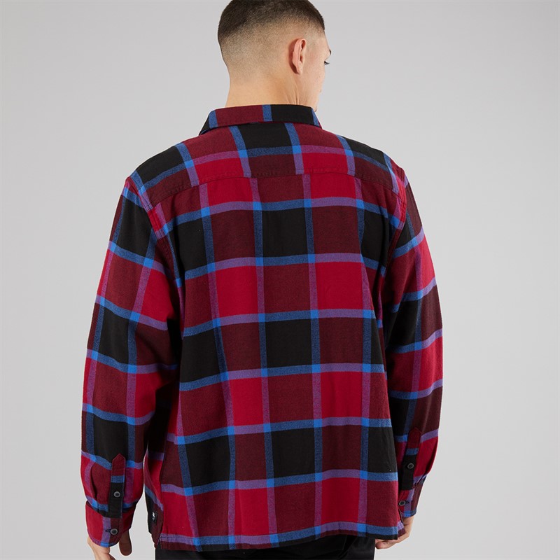 Vans Mens Larkspur Plaid Flannel Shirt Bordeaux/Black