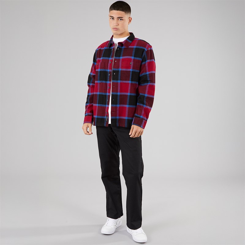 Vans Mens Larkspur Plaid Flannel Shirt Bordeaux/Black