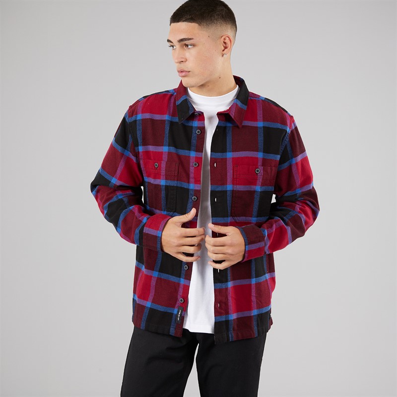 Vans Mens Larkspur Plaid Flannel Shirt Bordeaux/Black