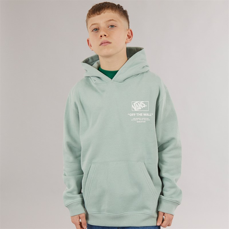 Vans Junior Boys Stockpile Graphic Back Hoodie Gray Olive