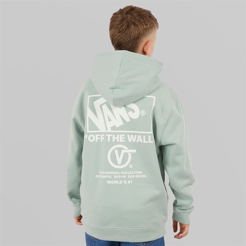 Vans Junior Boys Stockpile Graphic Back Hoodie Gray Olive