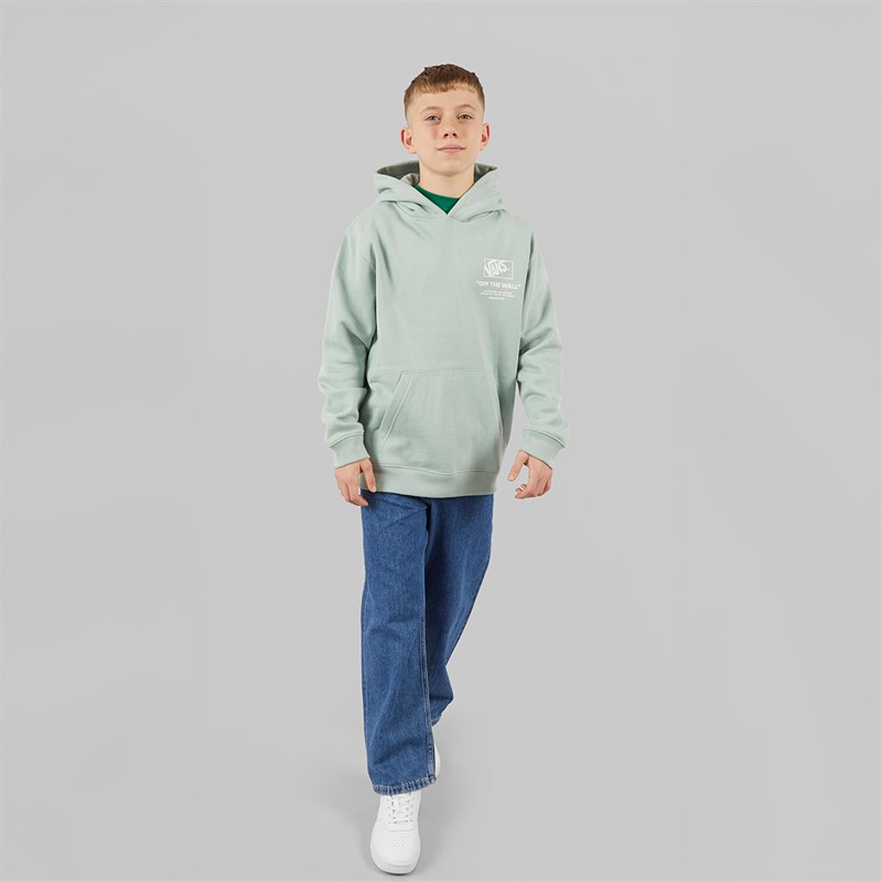 Vans Junior Boys Stockpile Graphic Back Hoodie Gray Olive
