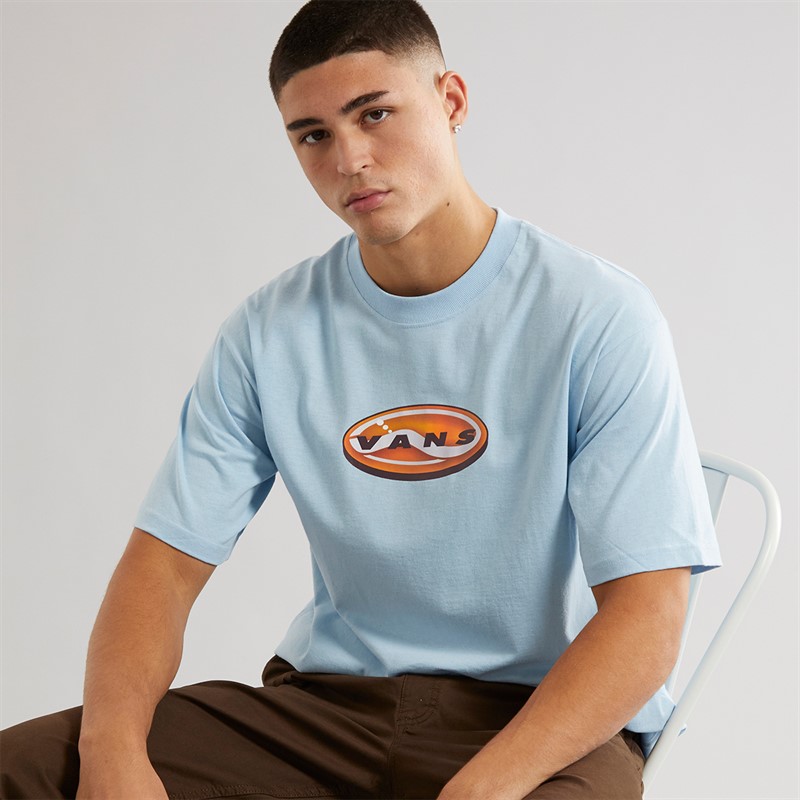 Vans Mens 3D Retroval Logo T-Shirt Cloud Blue