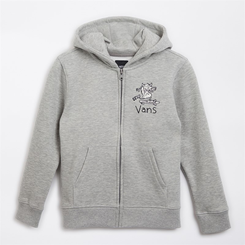 Vans Boys Sk8 Posse Graphic Back Full Zip Hoodie Cement Heather