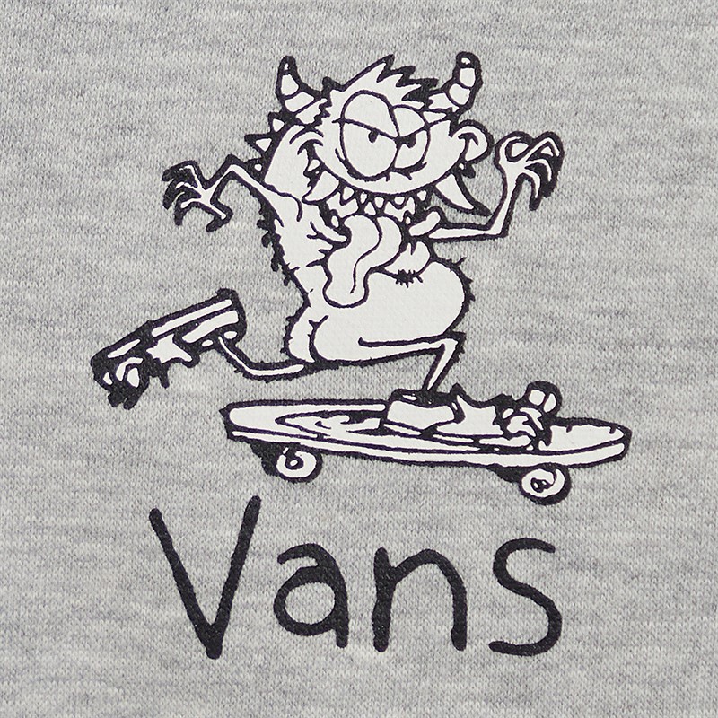 Vans Boys Sk8 Posse Graphic Back Full Zip Hoodie Cement Heather