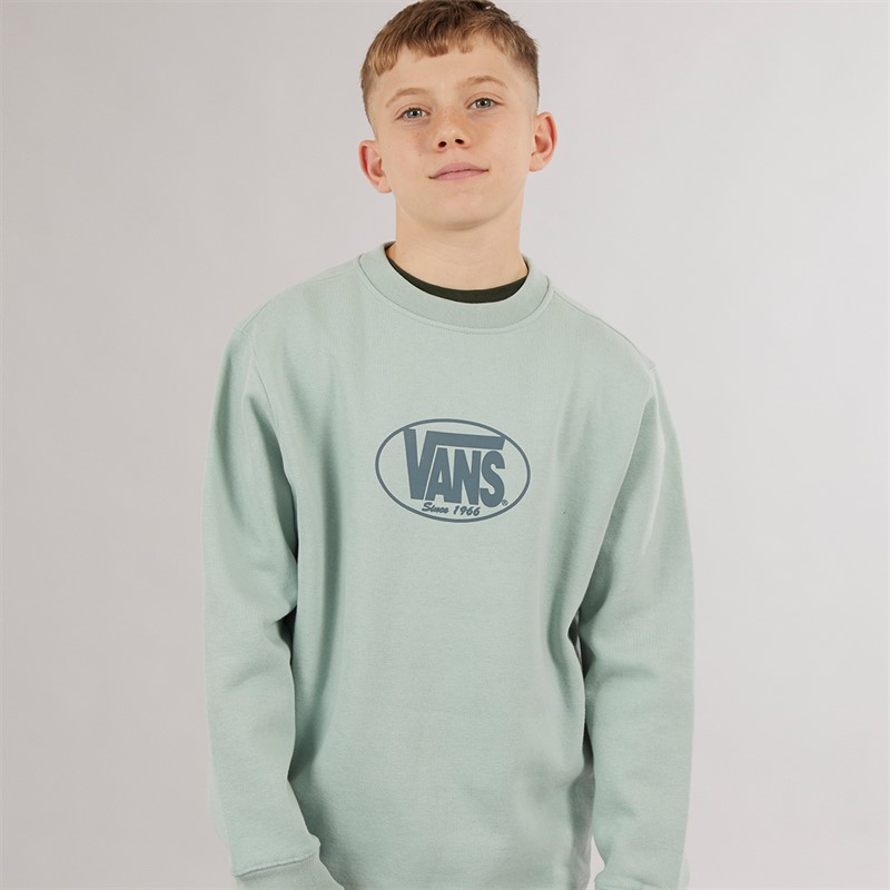 Vans Junior Boys Classic Oval Crew Sweatshirt Gray Olive