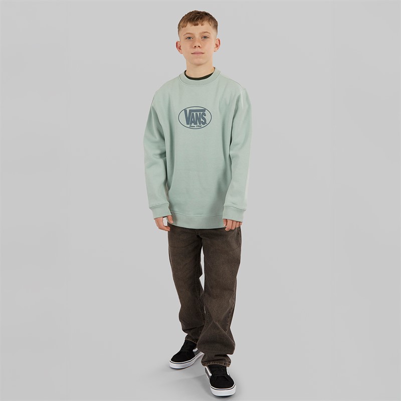 Vans Junior Boys Classic Oval Crew Sweatshirt Gray Olive