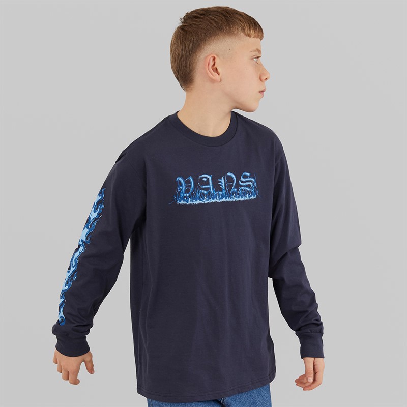 Vans Junior Boys Inferno Long Sleeve T-Shirt Parisian Night
