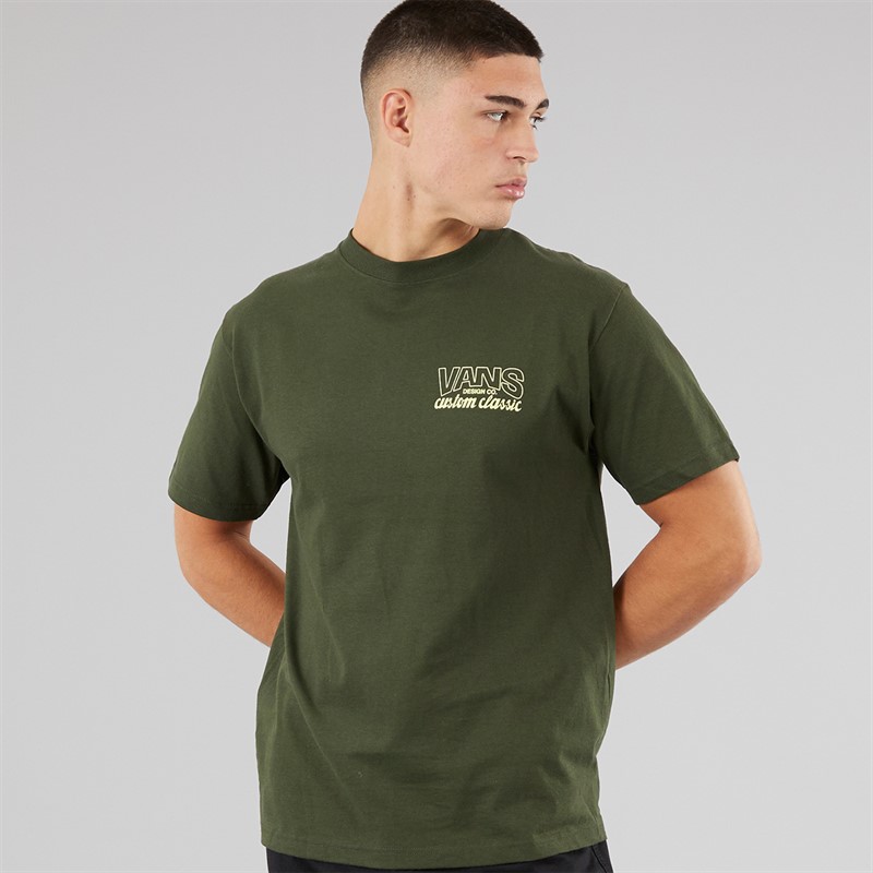 Vans Mens Shop Front Graphic Back T-Shirt Dried Kelp