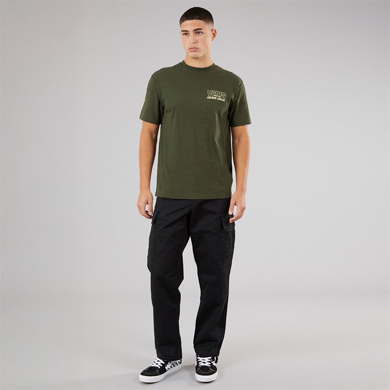 Vans Mens Shop Front Graphic Back T-Shirt Dried Kelp