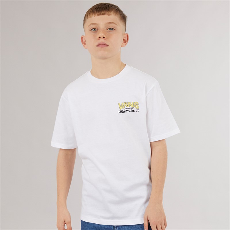 Vans Junior Boys Shop Front Graphic Back T-Shirt White