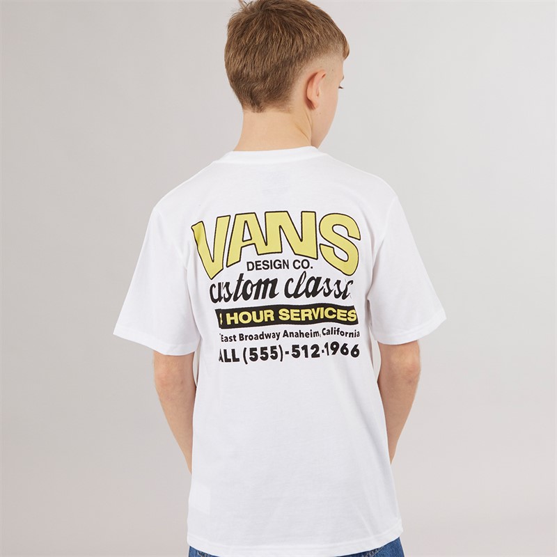 Vans Junior Boys Shop Front Graphic Back T-Shirt White