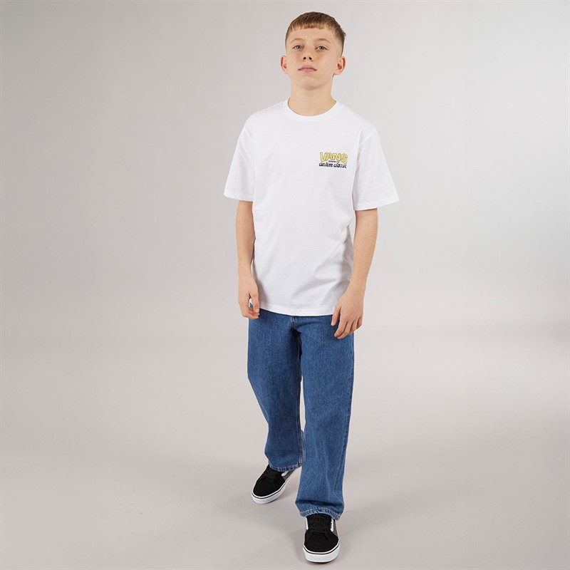 Vans Junior Boys Shop Front Graphic Back T-Shirt White