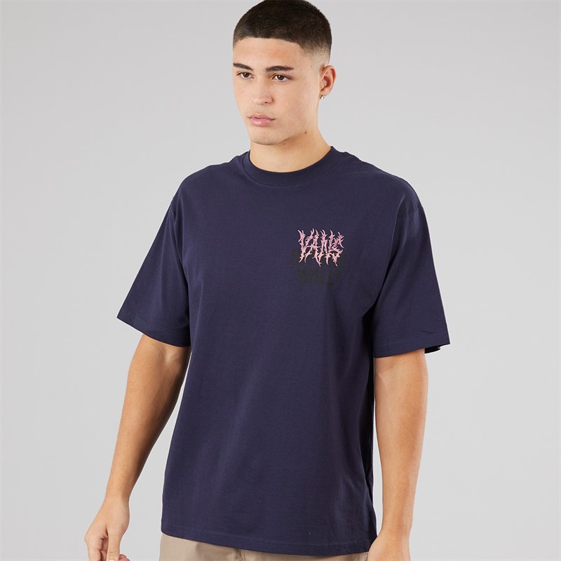 Vans Mens Metal Wall Graphic Back T-Shirt Navy