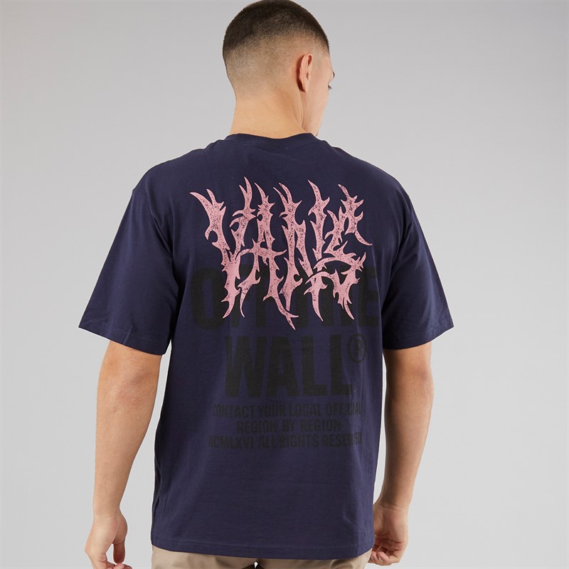 Vans Mens Metal Wall Graphic Back T-Shirt Navy