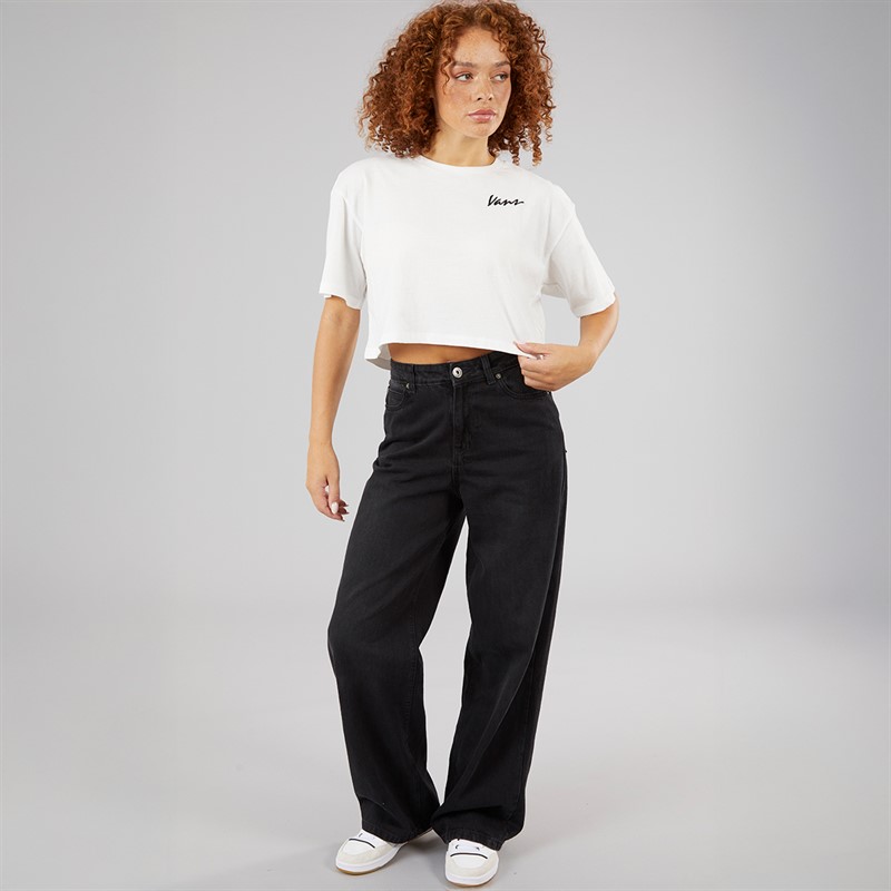 Vans Womens Classic Script Cropped T-Shirt White