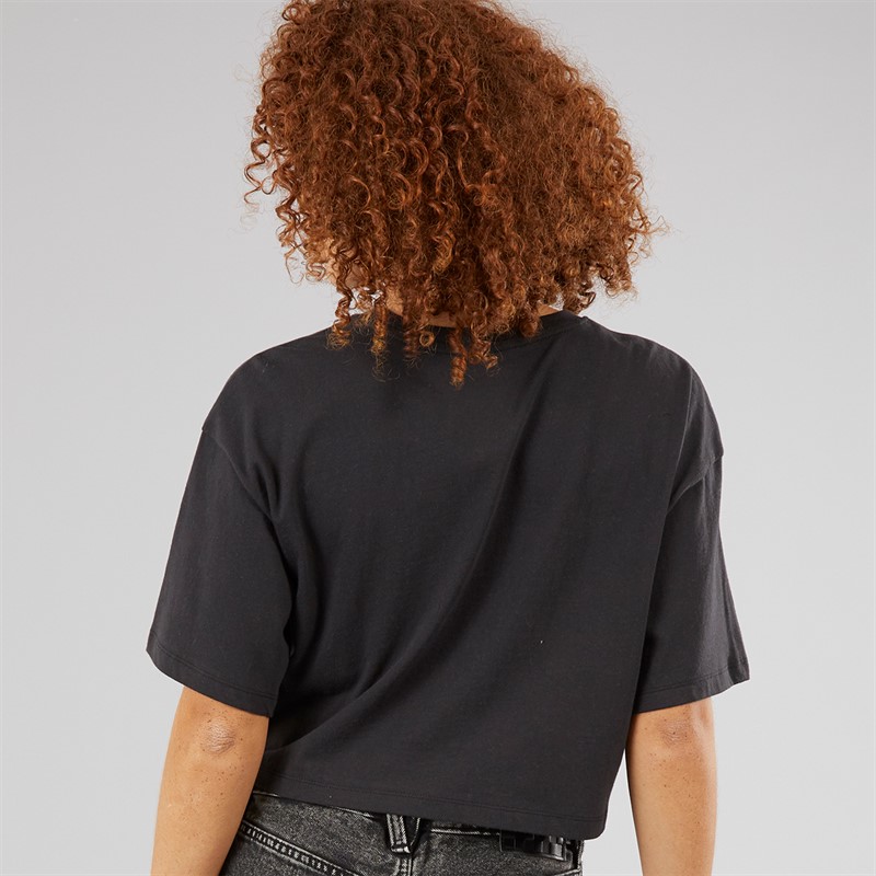 Vans Womens Classic Script Cropped T-Shirt Black