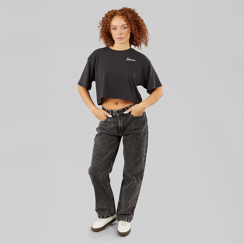 Vans Womens Classic Script Cropped T-Shirt Black