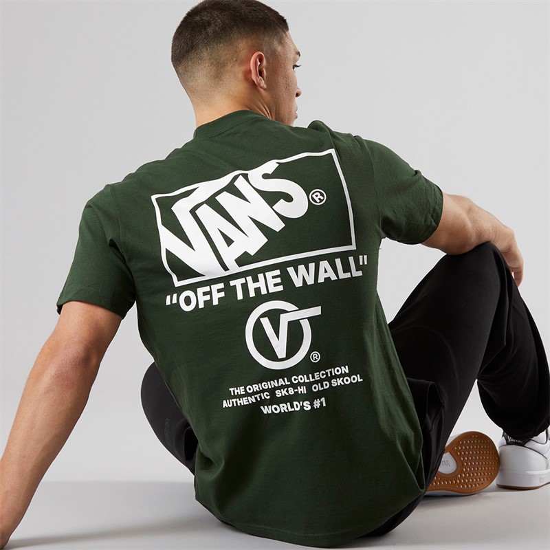 Vans Mens Stacked Hi Graphic Back T-Shirt Dried Kelp