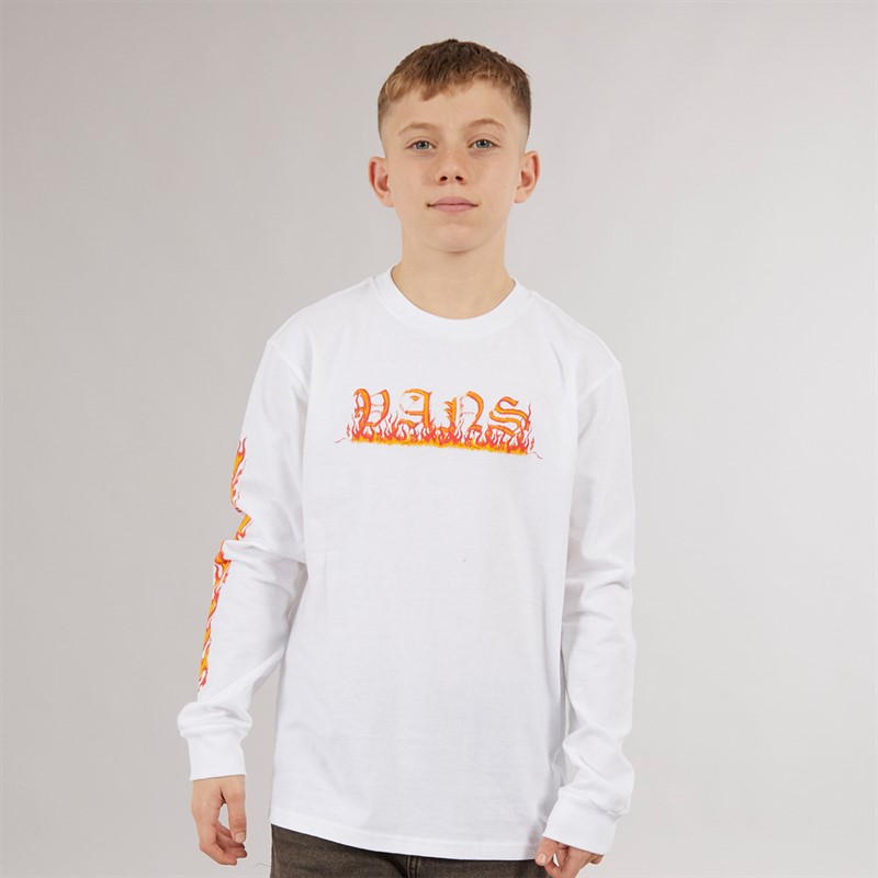 Vans Junior Boys Inferno Long Sleeve T-Shirt White