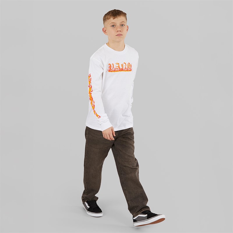 Vans Junior Boys Inferno Long Sleeve T-Shirt White