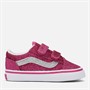 Vans Girls Old Skool Velcro Glitter Trainers Raspberry Rose
