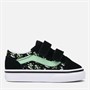 Vans Infant Kids Old Skool Velcro Glow Trainers Black/Green