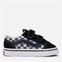 Vans Kids Old Skool Velcro Checkerboard Trainers Blue