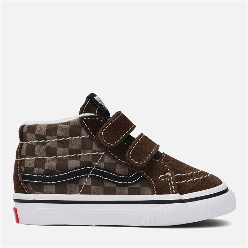 Vans Infant Sk8-Mid Reissue Velcro Checkerboard Trainers Brown