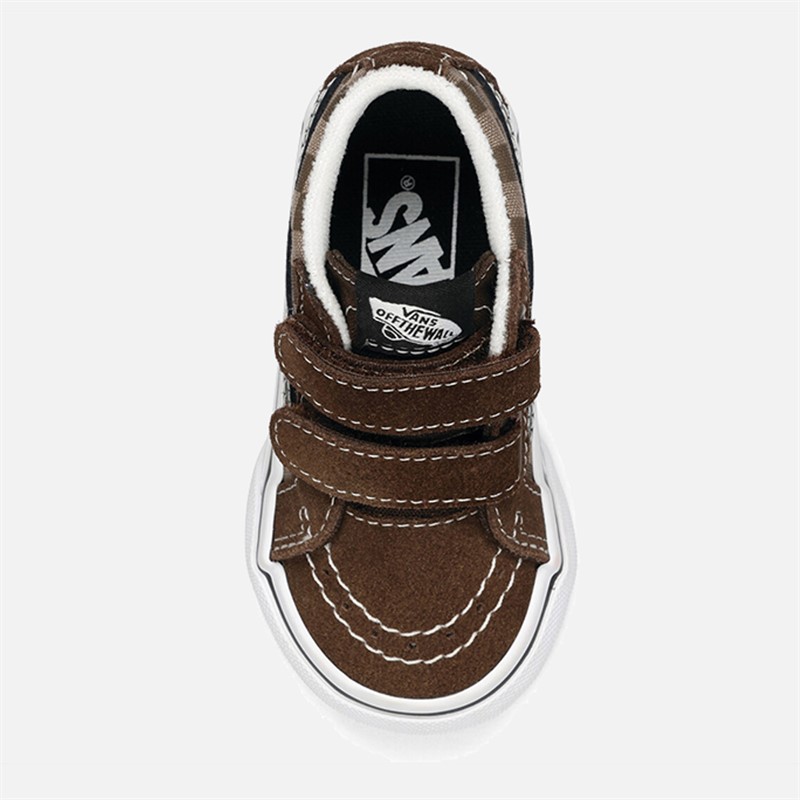 Vans Infant Sk8-Mid Reissue Velcro Checkerboard Trainers Brown