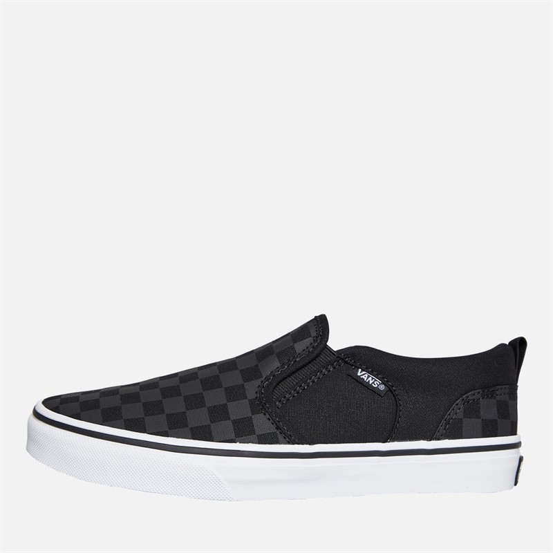Vans Kids Asher Slip-On Checkerboard Trainers Black/Black