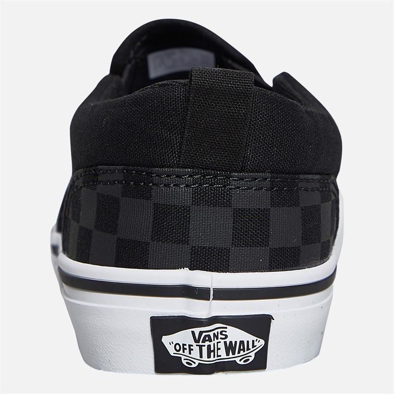 Vans Kids Asher Slip-On Checkerboard Trainers Black/Black