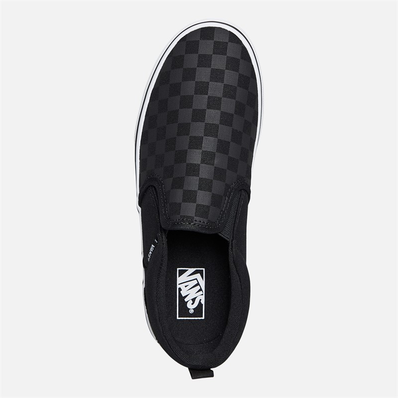 Vans Kids Asher Slip-On Checkerboard Trainers Black/Black