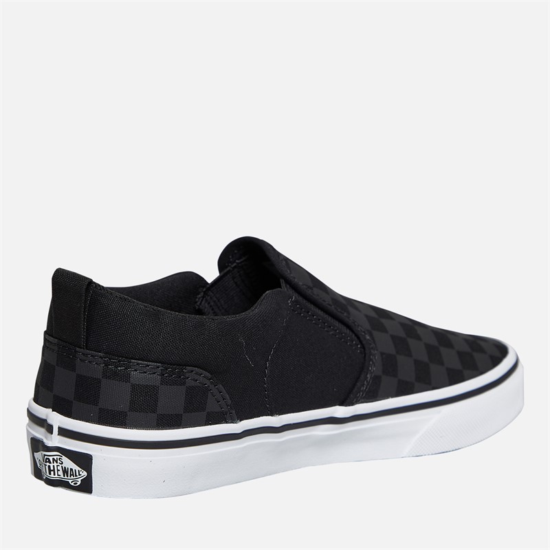 Vans Kids Asher Slip-On Checkerboard Trainers Black/Black