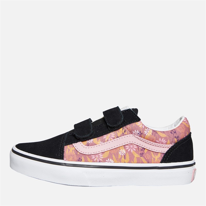 Vans Girls Old Skool Velcro Floral Trainers Mauvewood