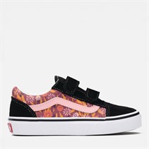 Vans Girls Old Skool Velcro Floral Trainers Mauvewood