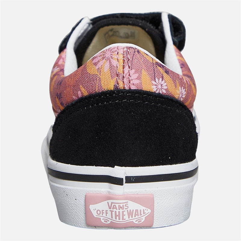 Vans Girls Old Skool Velcro Floral Trainers Mauvewood