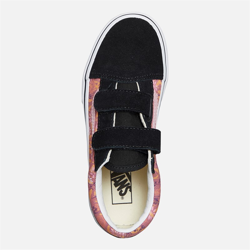 Vans Girls Old Skool Velcro Floral Trainers Mauvewood