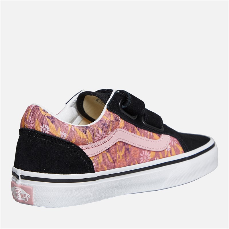 Vans Girls Old Skool Velcro Floral Trainers Mauvewood