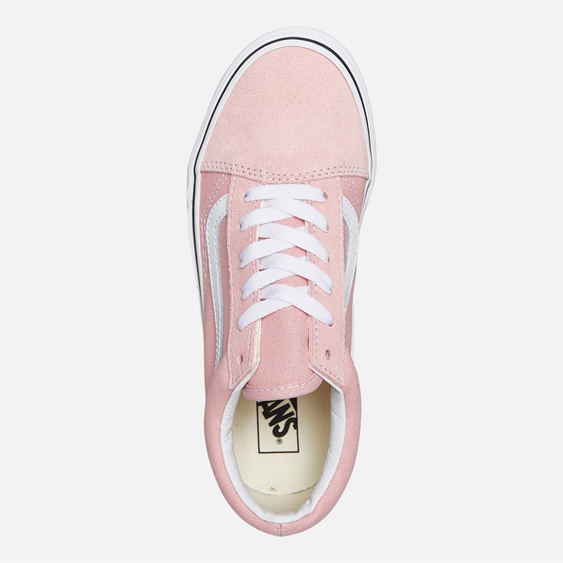 Vans Junior Girls Old Skool Trainers Powder Pink/True White